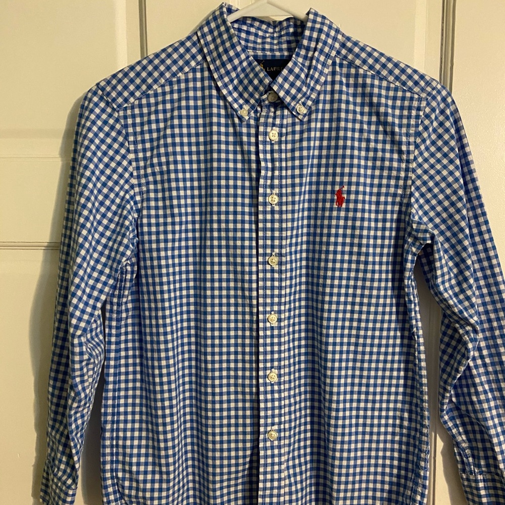 Boys Gingham cotton poplin shirt